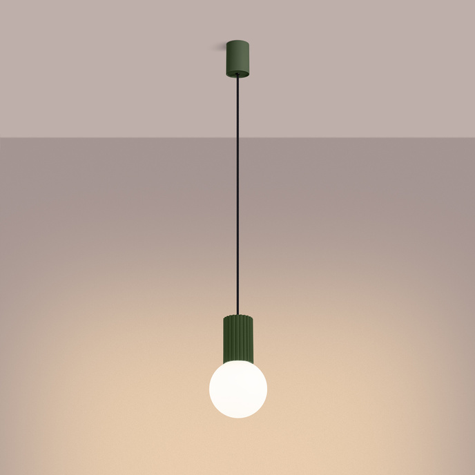 HALO 1 taklampa olivgrön + 1x LED-glödlampa G9 4000K kall 4,5W 460lm