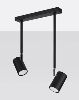 Plafond NORANO 2 svart + 2x LED-lampa GU-10 4000K Kall 7W 630lm