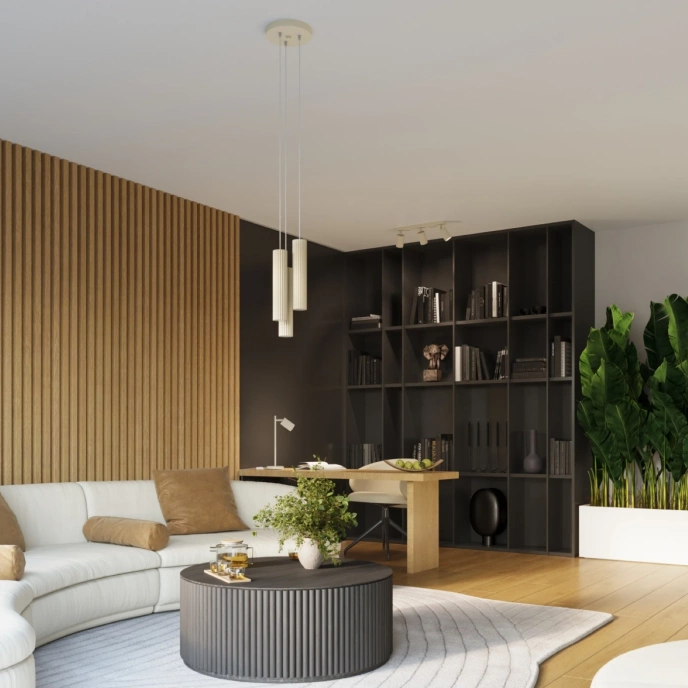 Pendellampa KARBON 3P beige