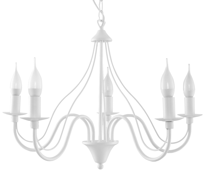 Ljuskrona MINERWA 5 vit + 5x LED-lampa E14 3000K varm 7,5W 620lm