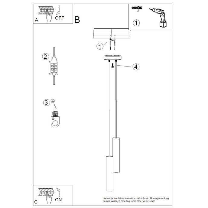 Taklampa LAGOS 2P vit