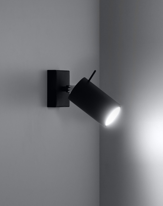 Vägglampa RING svart + 1x LED-glödlampa GU-10 4000K Cold 7W 630lm