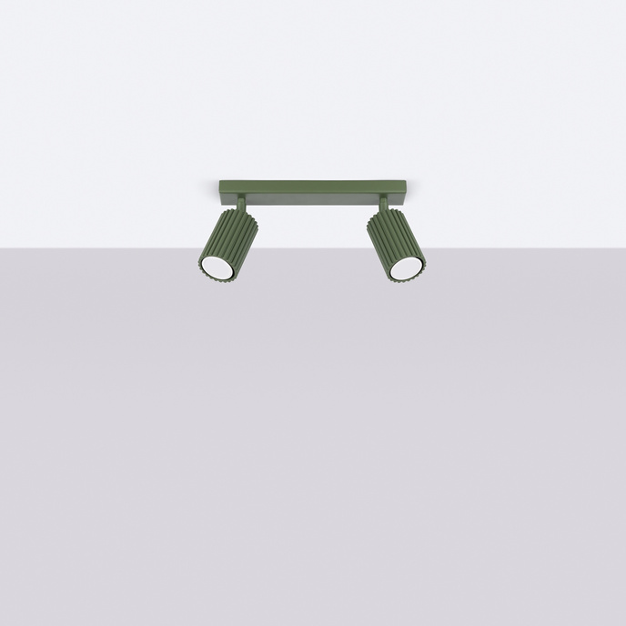 Plafond KARBON 2 olivgrön + 2x LED-lampa GU-10 3000K varm 7W 510lm
