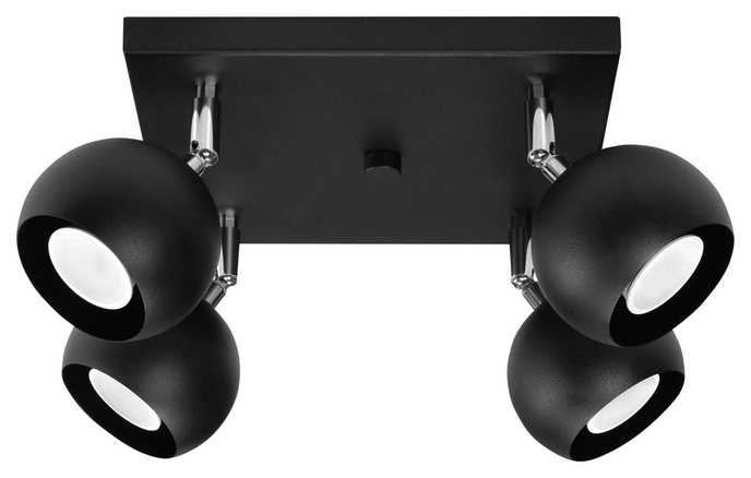 Plafond OCULARE 4 svart + 4x LED-lampa GU-10 3000K varm 7W 620lm