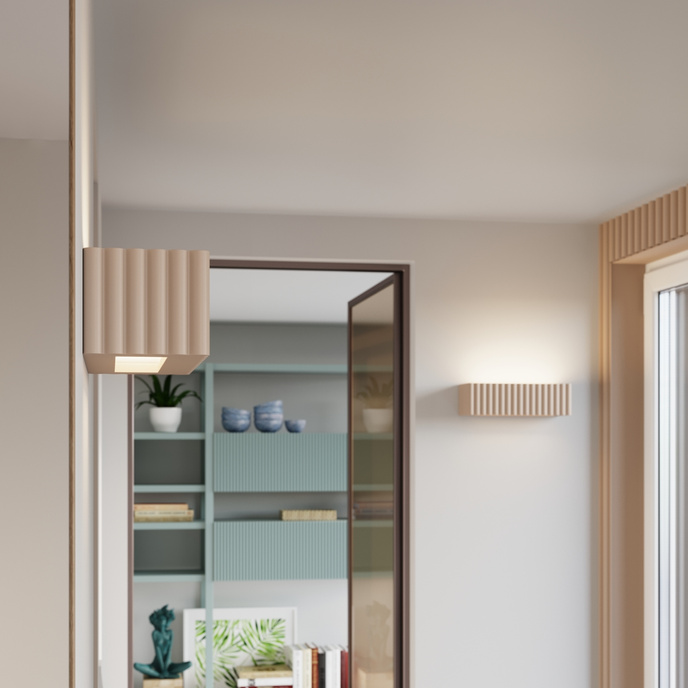 Vägglampa keramik RIGATA taupe