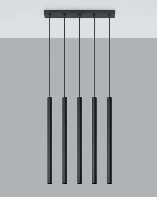 Taklampa PASTELO 5 svart + 5x LED-lampa G9 4000K kall 4,5W 530lm