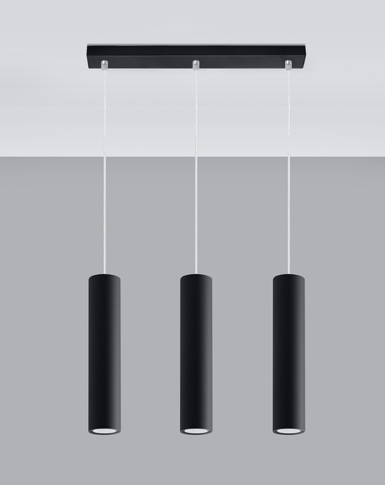 LAGOS 3 pendellampor svart + 3x LED-lampa GU-10 4000K Cold 7W 630lm