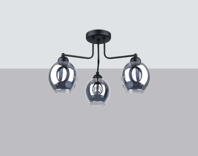 Ljuskrona FILLAN 3 svart + 3x LED-lampa E27 4000K Kall 7,5W 690lm