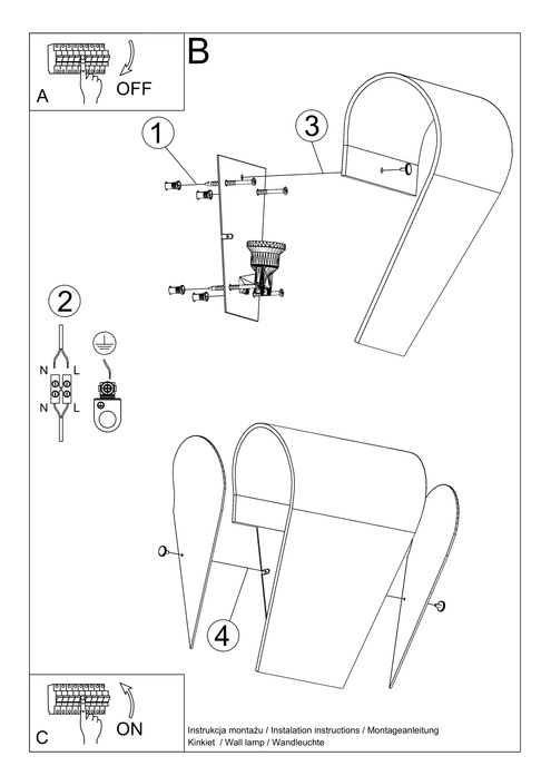 Vägglampa CLINO 1 + 1x LED-lampa E27 4000K Cold 7,5W 650lm