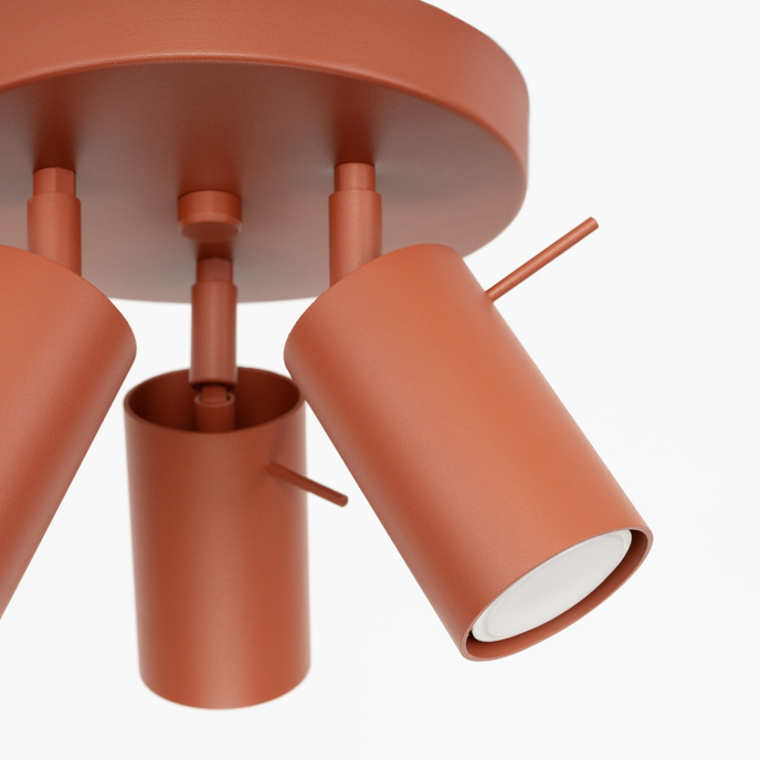 Plafond RING 3P ockraröd + 3x LED-lampa GU-10 4000K Kall 7W 530lm