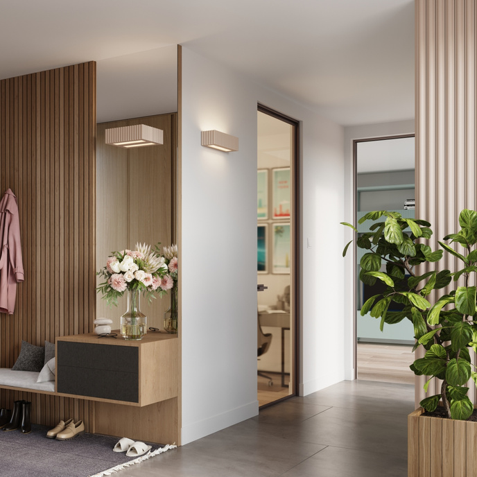 Vägglampa keramik RIGATA taupe