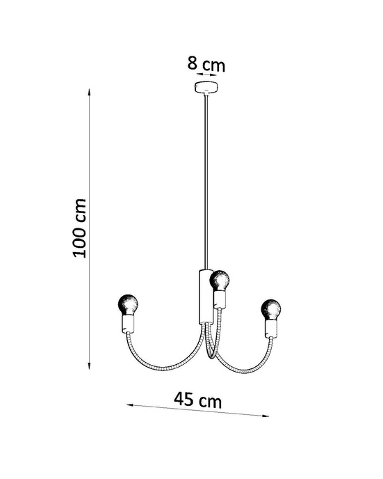 Ljuskrona PICCOLO 3 + 3x LED-lampa E27 3000K varm 7,5W 620lm