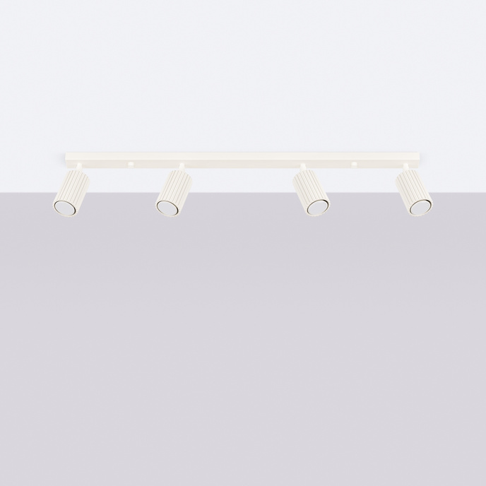 Plafond KARBON 4L beige + 4x LED-lampa GU-10 3000K varm 7W 510lm