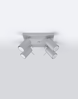 Plafond RING 4 Grå + 4x LED-lampa GU-10 3000K Varm 7W 620lm