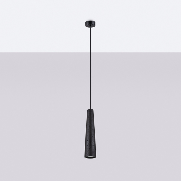 ELECTRA taklampa svart betong + 1x LED-lampa GU-10 4000K Cold 7W 530lm