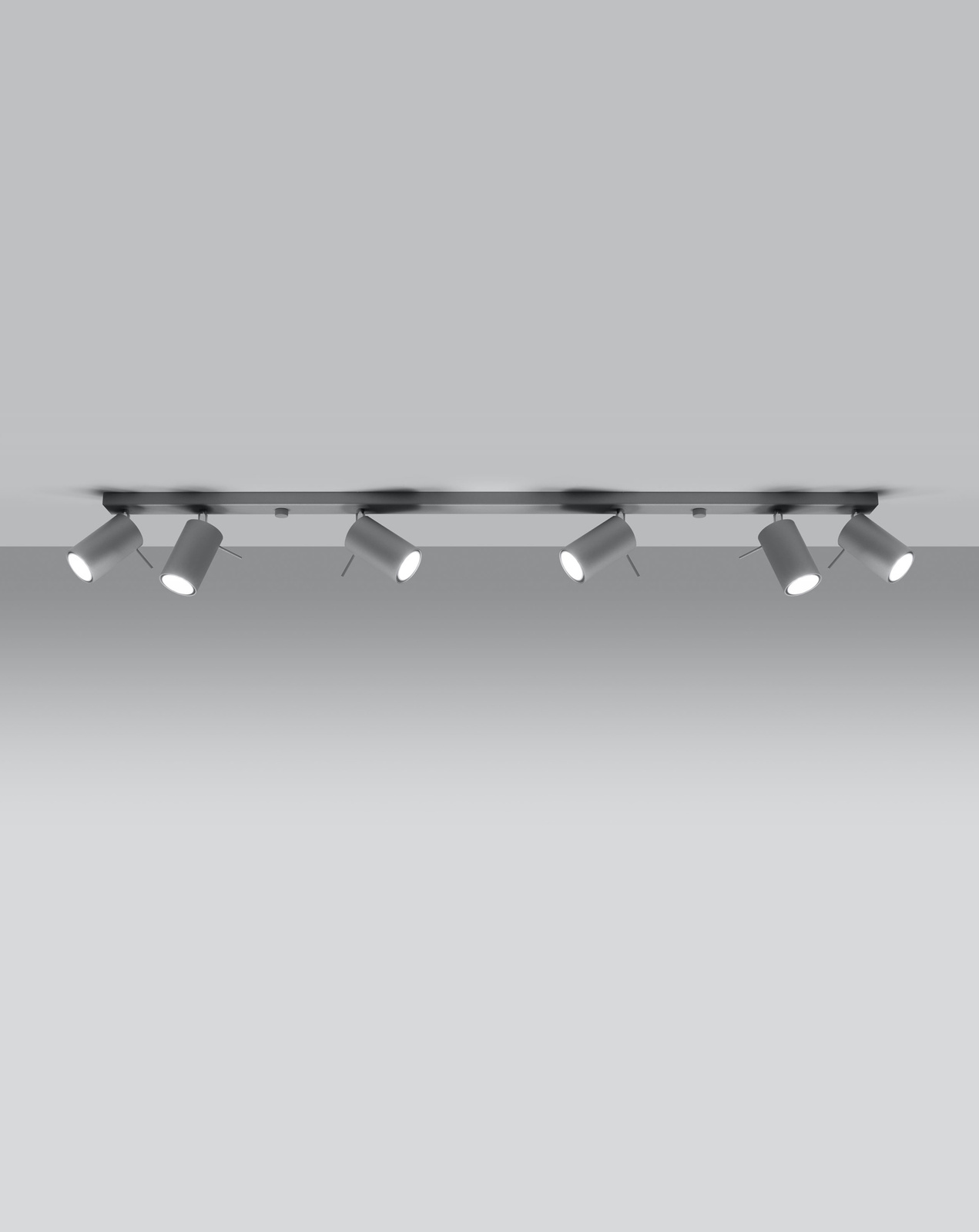 Plafond RING 6L grå + 6x LED-lampa GU-10 4000K kall 7W 630lm