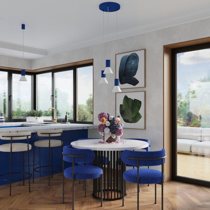 Pendellampa ESTRIA 1 vit/ultramarin