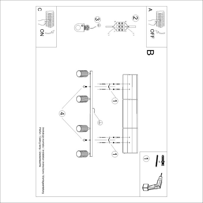 Plafond KARBON 4L svart