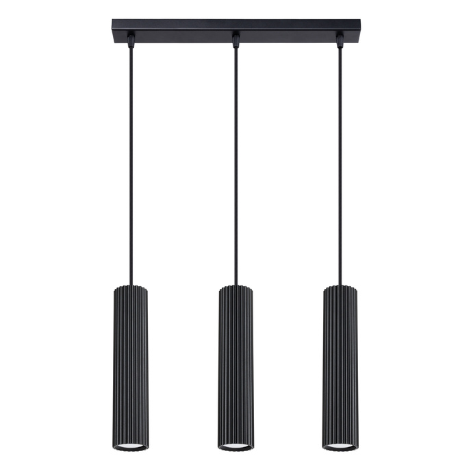 Taklampa KARBON 3L svart + 3x LED-lampa GU-10 3000K varm 7W 510lm