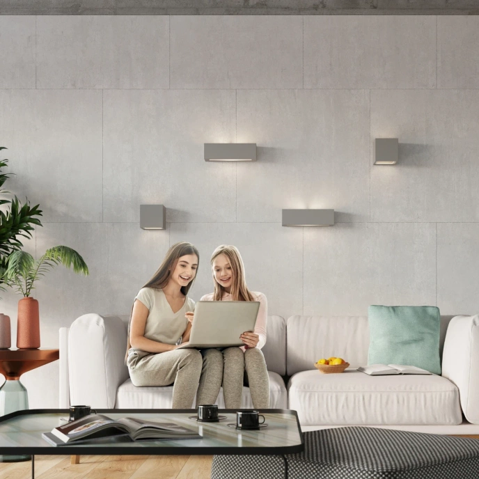 Keramisk vägglampa VEGA grå