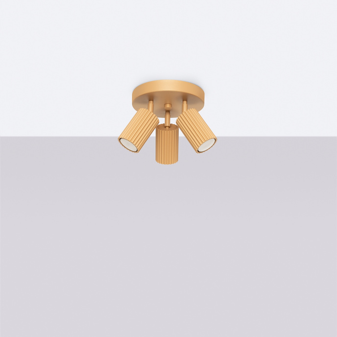 Plafond KARBON 3P guld + 3x LED-lampa GU-10 4000K kall 7W 530lm