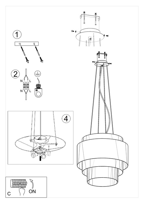 Ljuskrona REFLEXION 50 vit + 5x LED-lampa E27 4000K kall 7,5W 650lm
