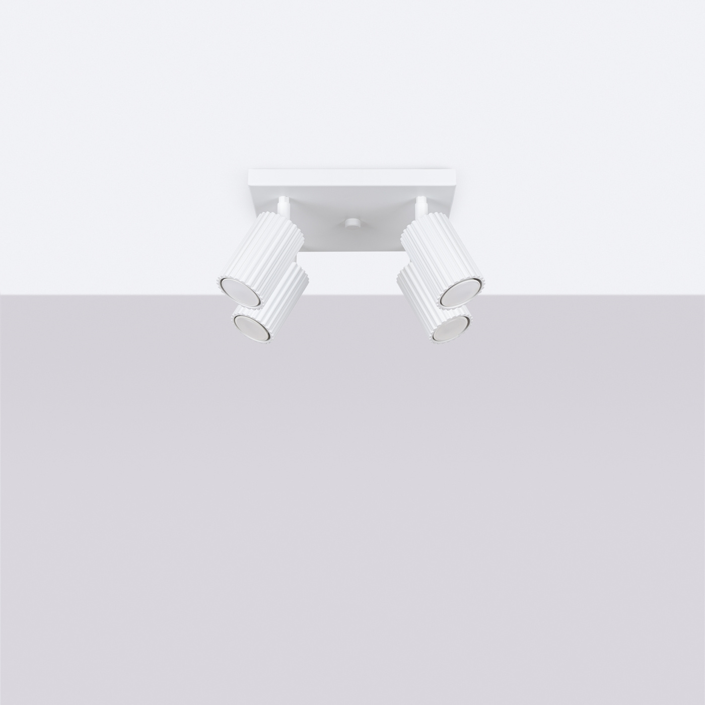 Plafond KARBON 4 vit + 4x LED-lampa GU-10 3000K varm 7W 510lm