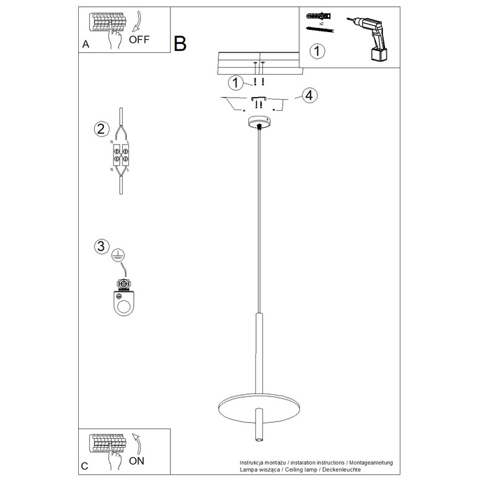 Pendellampa FELTRO 1 svart/beige