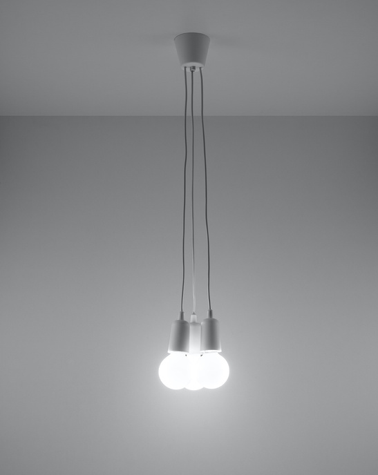 DIEGO 3 taklampa vit + 3x LED-lampa E27 4000K Kall 7,5W 650lm