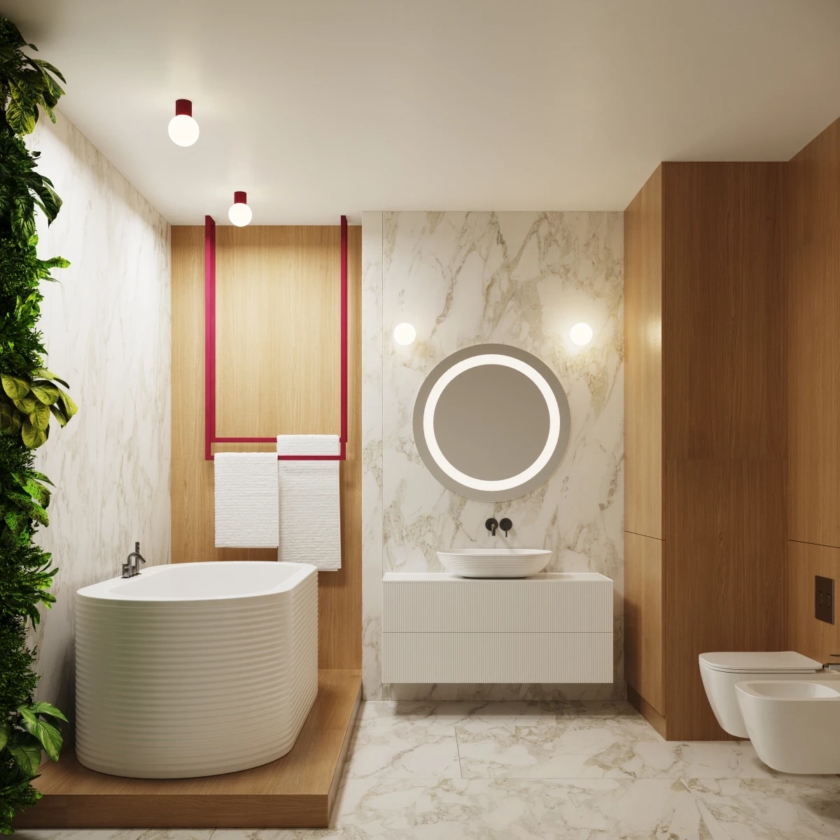 Plafond HALO vinröd IP44