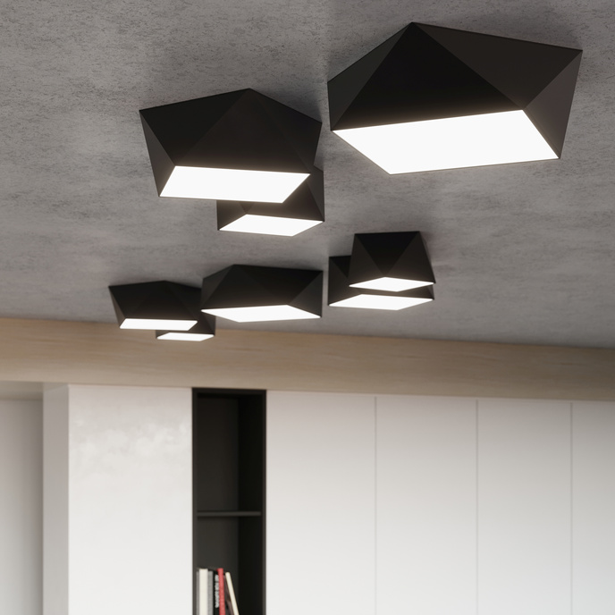 Plafond HEXA 35 BLACK + 2x LED-lampa E27 4000K Cold 7,5W 650lm