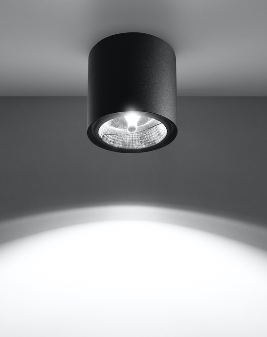 Plafond TIUBE svart + 1x LED-lampa GU10 AR111 4000K COLD 10W 850lm