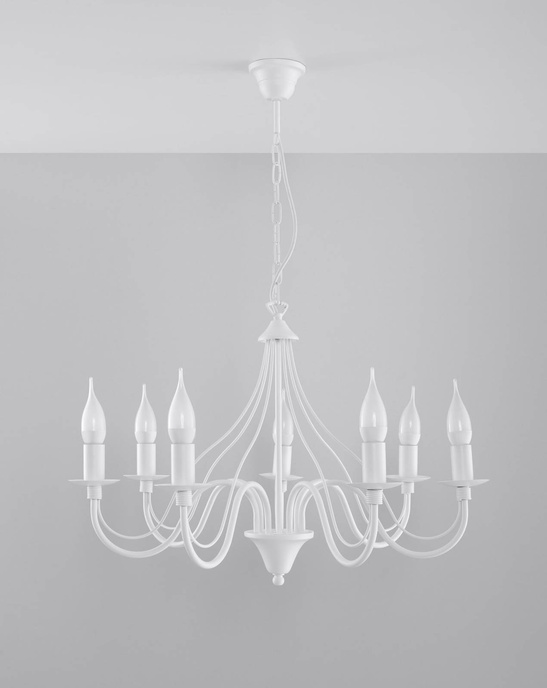 Ljuskrona MINERWA 7 vit + 7x LED-lampa E14 3000K varm 7,5W 620lm