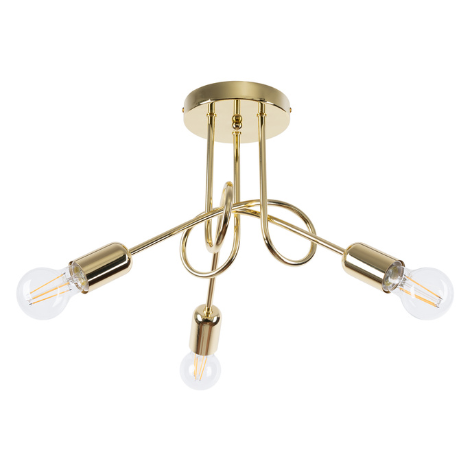 Ljuskrona SUPEŁ 3 glänsande guld + 3X LED-lampa E27 4000K Kall 7,5W 690lm