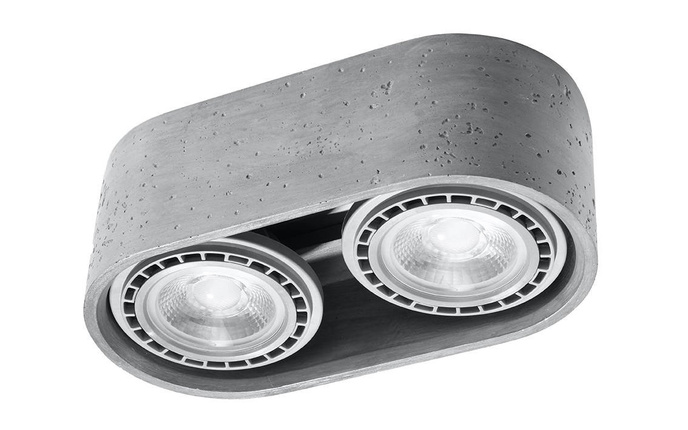 Plafond BASIC 2 betong + 2x LED-lampa GU10 AR111 3000K varm 12W 800lm