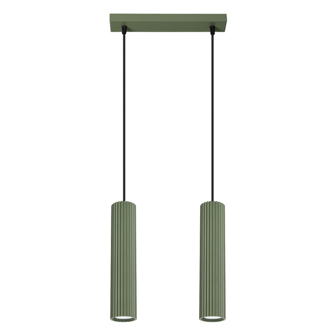 Pendellampa KARBON 2 olivgrön + 2x LED-lampa GU-10 4000K Kall 7W 530lm