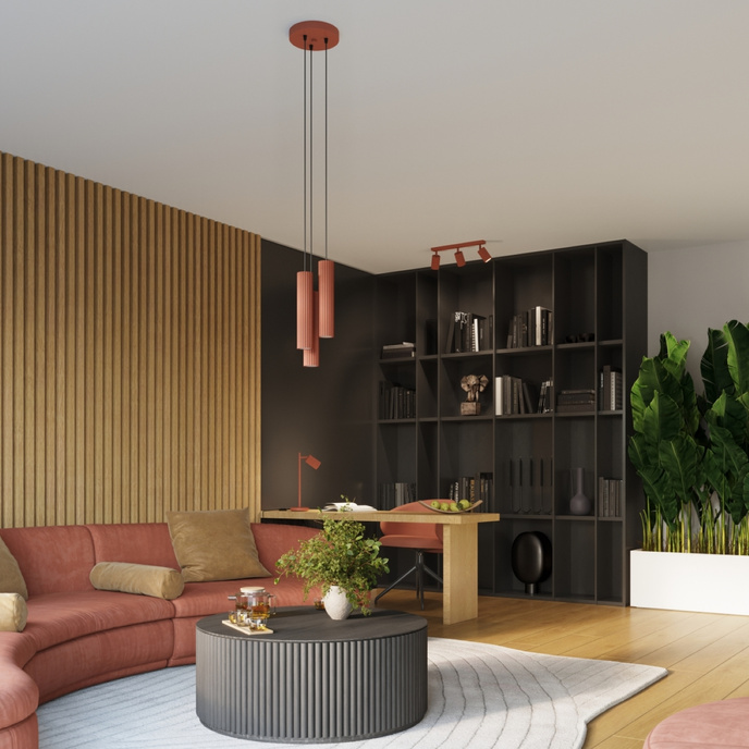 Vägglampa KARBON 30 ockraröd + 2x LED-lampa GU-10 3000K varm 7W 510lm