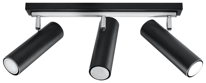 Plafond DIREZIONE 3 svart + 3x LED-lampa GU-10 3000K varm 7W 620lm
