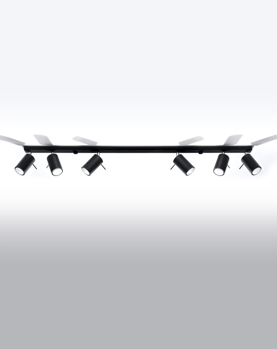 Plafond RING 6L svart + 6x LED-lampa GU-10 3000K varm 7W 620lm