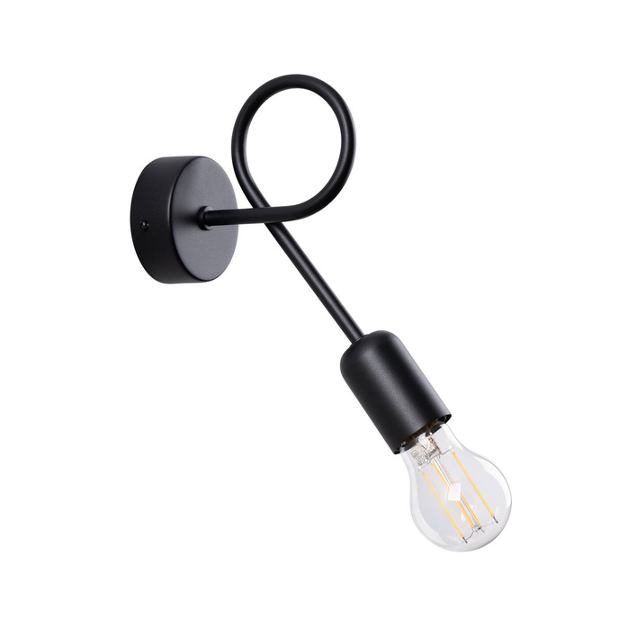 Vägglampa SUPEŁ svart + 1X LED-glödlampa E27 3000K 7W 760lm