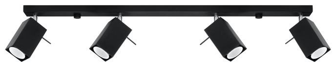 Plafond MERIDA 4L svart + 4x LED-lampa GU-10 3000K varm 7W 620lm