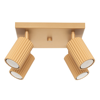 Plafond KARBON 4 guld + 4x LED-lampa GU-10 4000K Kall 7W 530lm