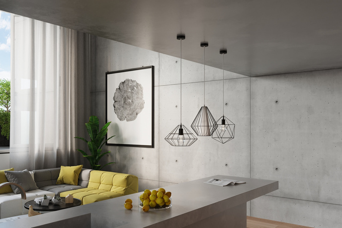 UMBERTO taklampa svart + 1x LED-lampa E27 3000K varm 7,5W 620lm