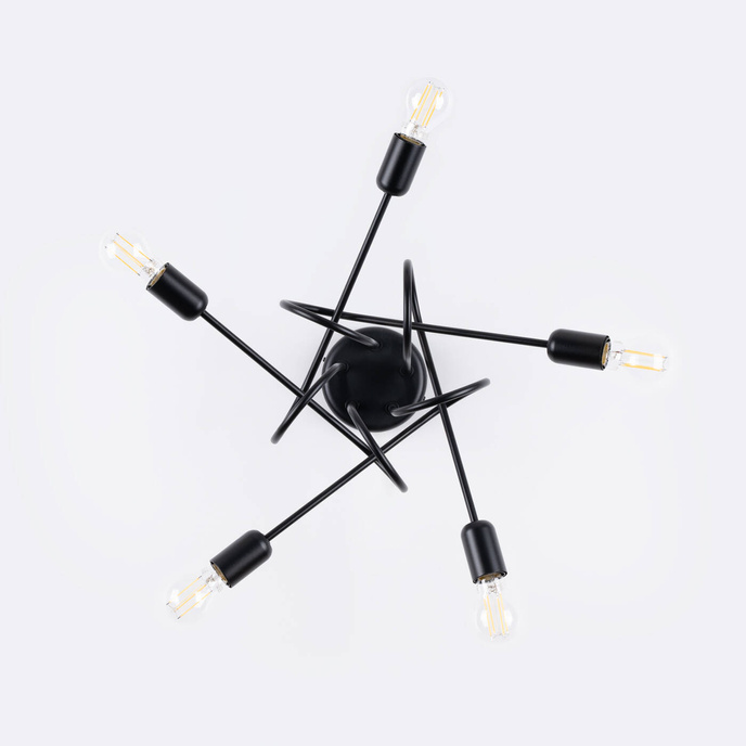 Ljuskrona SUPEŁ 5 svart + 5X LED-lampa E27 3000K 7W 760lm