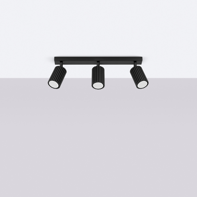 Plafond KARBON 3L svart + 3x LED-lampa GU-10 3000K varm 7W 510lm