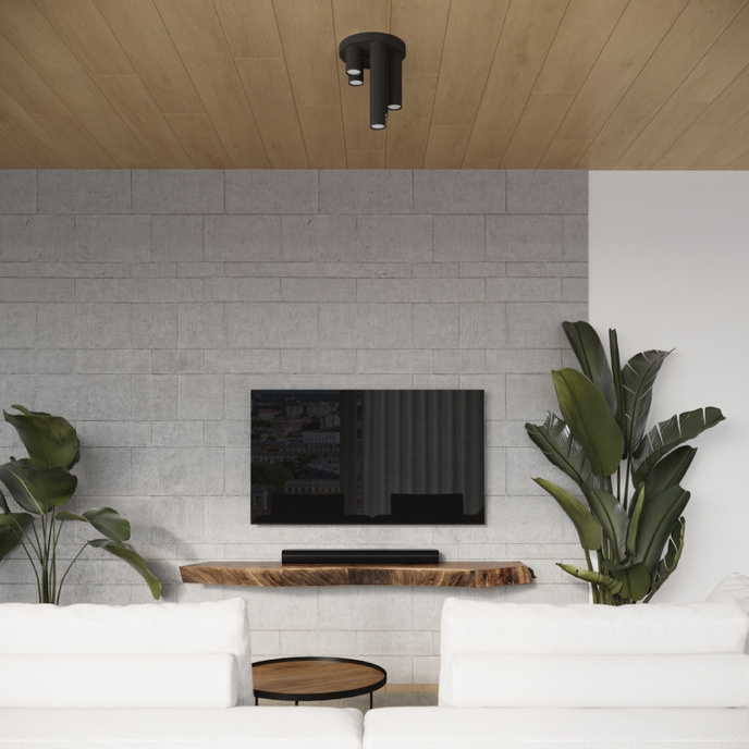 Plafond LAGOS 3P svart + 3x LED-lampa GU-10 4000K Kall 7W 530lm