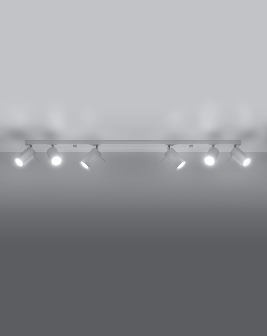 Plafond RING 6L vit + 6x LED-lampa GU-10 3000K varm 7W 620lm