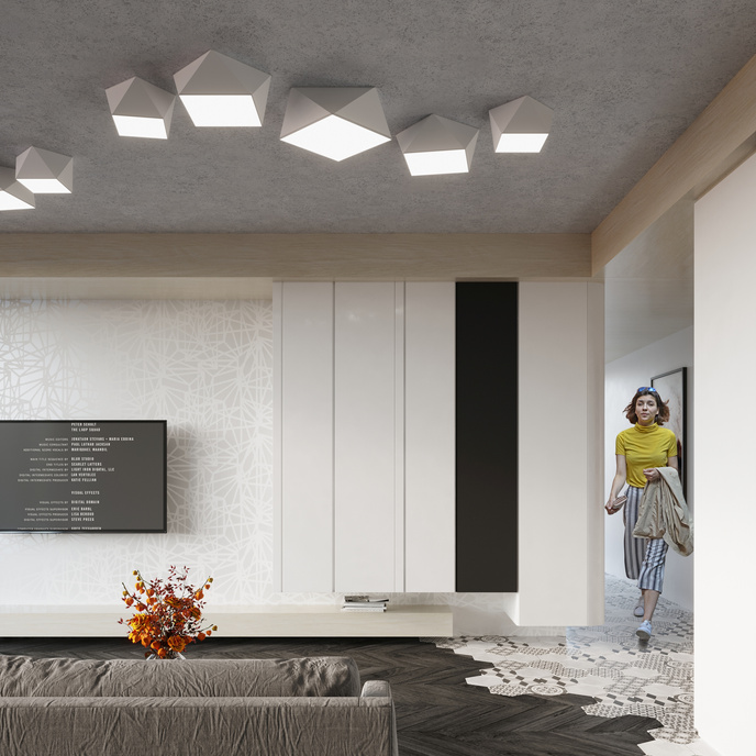 Plafond HEXA 25 WHITE + 1x LED-lampa E27 3000K varm 7,5W 620lm