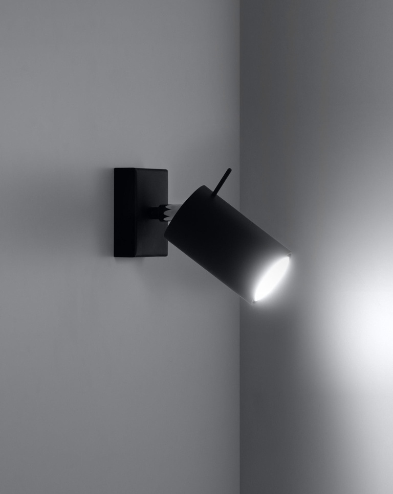 Vägglampa RING svart + 1x LED-lampa GU-10 3000K varm 7W 620lm