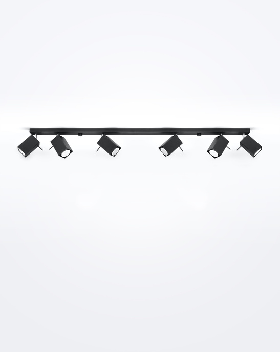 Plafond MERIDA 6L svart + 6x LED-lampa GU-10 4000K Kall 7W 630lm